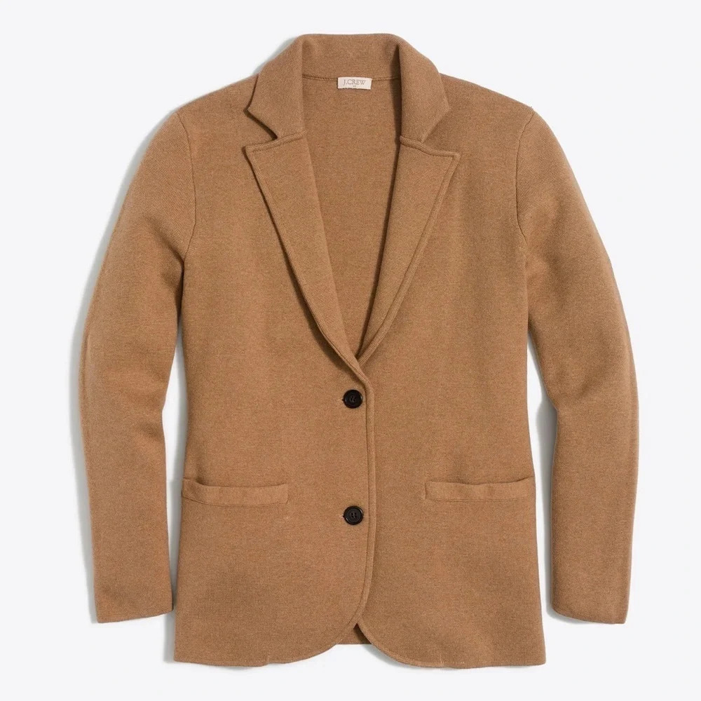 J. CREW Fall 2020 Sweater Blazer Heather Acorn 2 Button Front Closure size XS